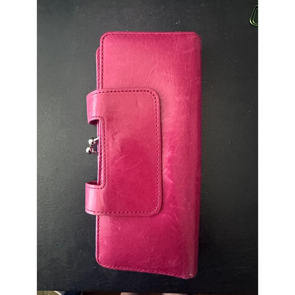 Magenta Distressed Wallet | Hobo International | OS - Picture 4 of 5